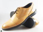 Men's formal leather light tan shoes - 5