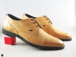 Men's formal leather light tan shoes - 1