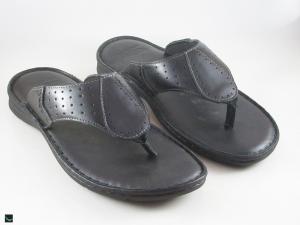 Black leather slippers