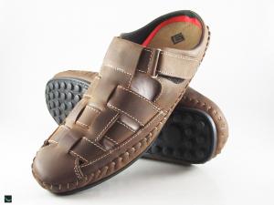Brown semi-shoes leather sandals