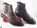 Men's leather trendy boots shoes - 5