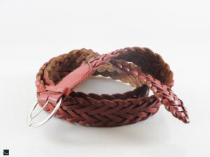 Men's leather braided belt