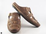 Brown semi-shoes leather sandals - 4