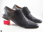 Trendy Pointed black Toe cut shoes with punch - 2