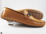 Stylish tan loafers with black buckle - 3