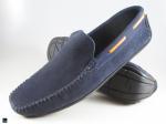 Plain hand made suede moccasin in blue with lace - 2