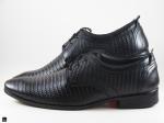 Textured black leather office shoes - 4
