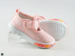 Bow type designed shoes for kids in light pink - 3