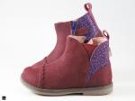 Bicolor kids suede shoes in burgundy - 2