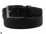 Fish Printed Leather Belt In Black - 1