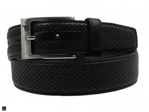 Fish Printed Leather Belt In Black