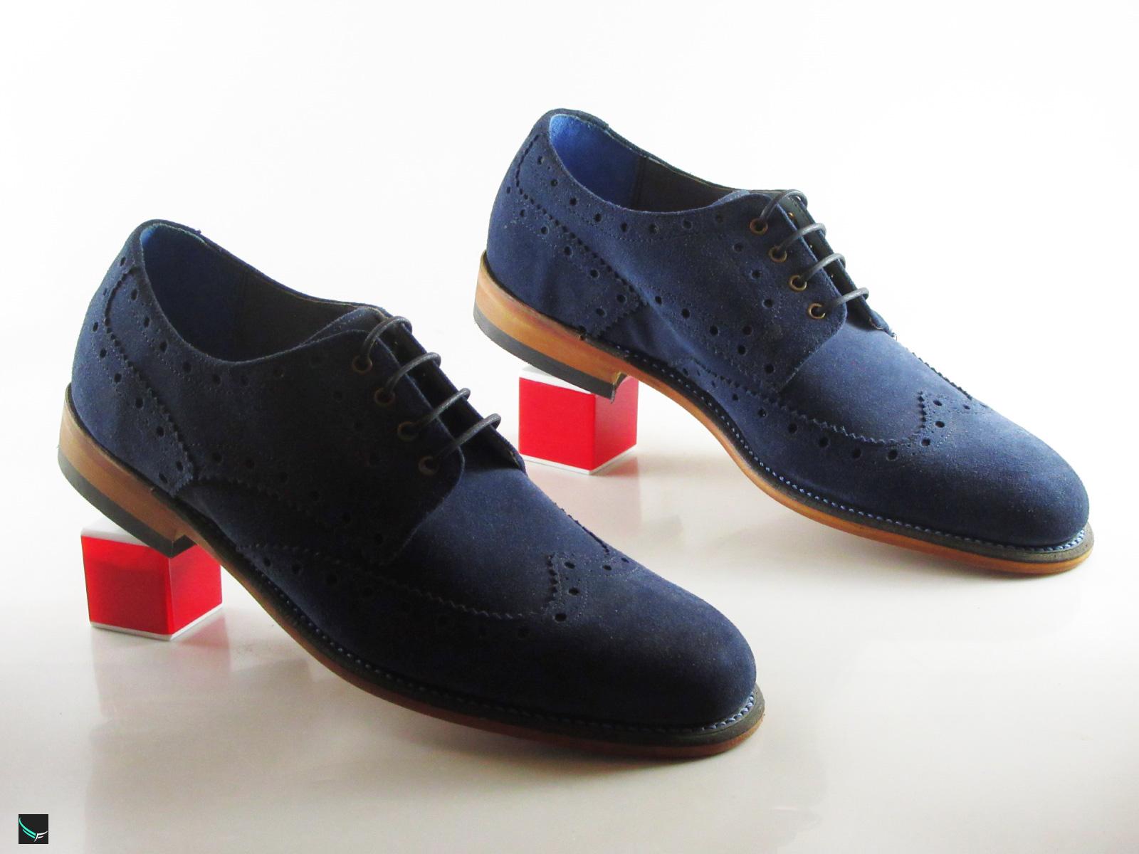 Men's Leather Blue Shoes - 3445 - Leather Collections On Frostfreak.com