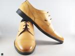 Men's formal leather light tan shoes - 3