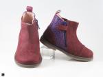 Bicolor kids suede shoes in burgundy - 1