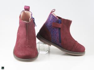 Bicolor kids suede shoes in burgundy