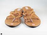 Double strapped light brown ladies slippers - 3