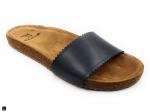 Smooth Leather slide in Navy - 3