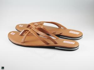Double strapped light brown ladies slippers