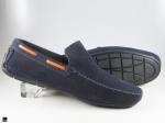 Plain hand made suede moccasin in blue with lace - 4