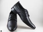 Textured black leather office shoes - 5