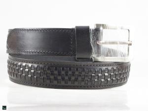 Men's leather belt in black
