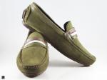 Tri color webbing saddle Moccasin Suede Green - 4