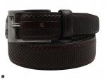 Fish Printed Leather Belt In Brown - 1