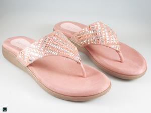 Velvet type flats for stone wear in pink