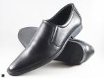 Pointed black leather office cut shoes for men - 1