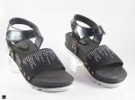 Pu sandals with studs in black - 3