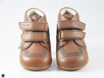Double strap kids shoes in tan - 2