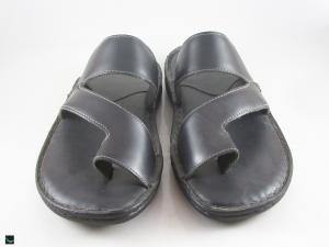 Black leather slippers