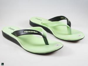 Leather slipper for ladies in green