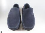 Plain hand made suede moccasin in blue with lace - 5
