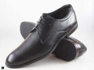Patterned black derby formal office shoes