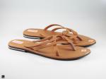 Double strapped light brown ladies slippers - 4
