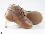 Double strap kids shoes in tan - 1