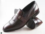 Patina finished loafers with single monk in brown - 1