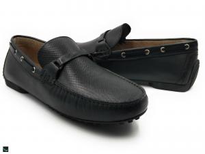Black Perforated Leather Loafer
