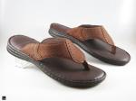 Men's comfort Tan leather Slippers - 1