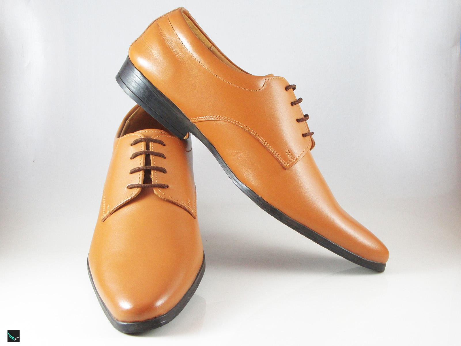 Mens Derby Laceup Tan Leather Shoe For Office Wear - 4732 - Leather ...