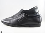 Pointed black leather office cut shoes for men - 5