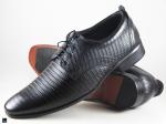 Textured black leather office shoes - 1