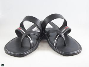 Men's black leather attractive sandals
