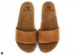 Smooth Leather slide in Tan - 1