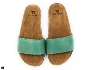 Smooth Leather slide in Aqua