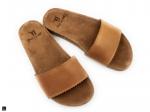 Smooth Leather slide in Tan - 2