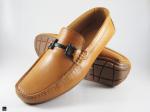 Stylish tan loafers with black buckle - 5
