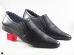 Pointed black leather office cut shoes for men - 2