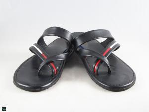 Men's black casual leather flipflop